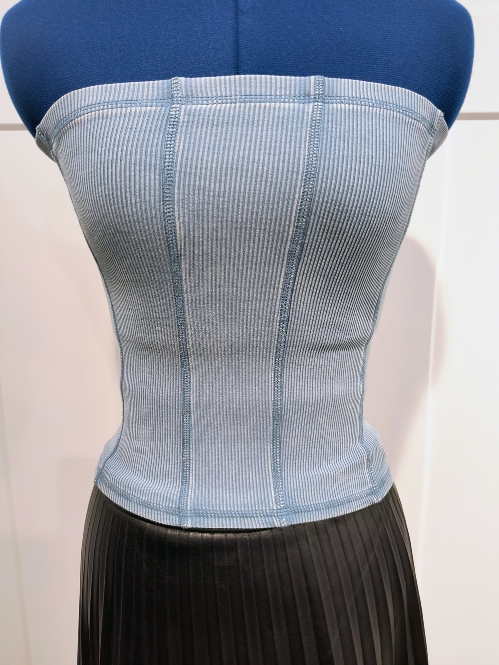H&M Wahed Light Blue Ribbed Strapless Tube Top